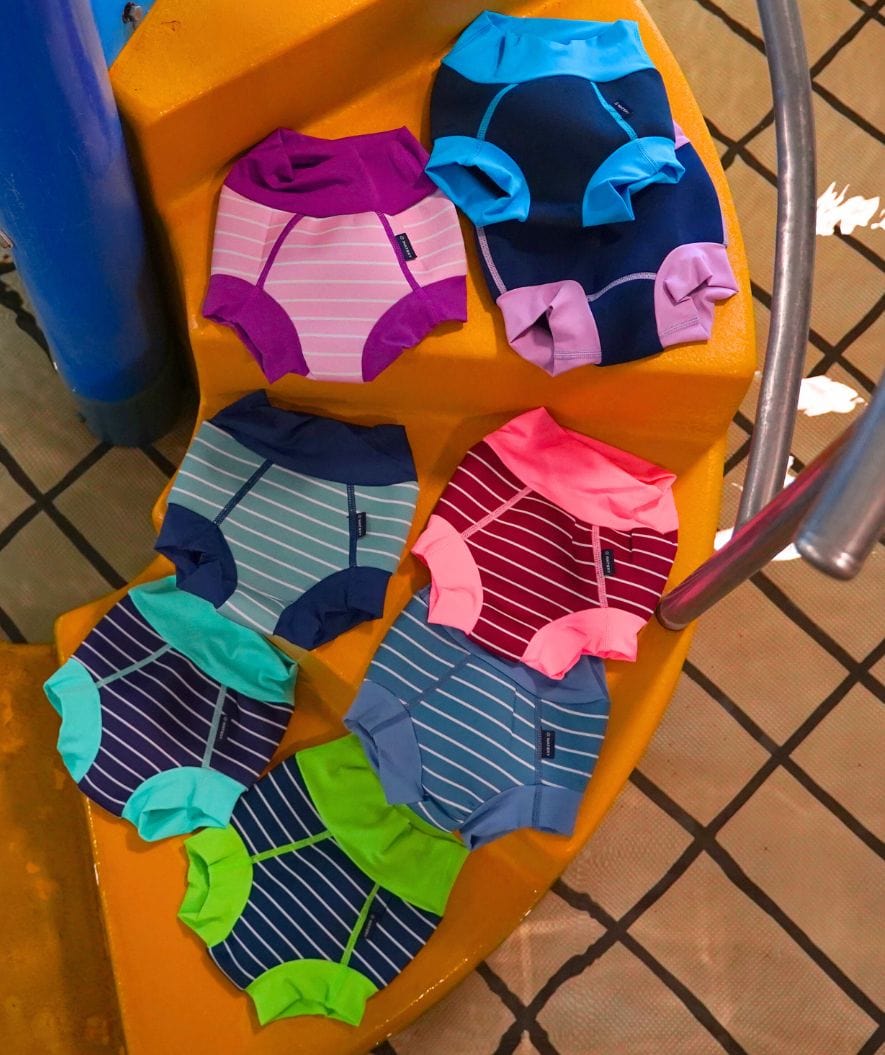Watery bleiebadebukser til barn - Neoprene Swim Nappy - Purple Stripes