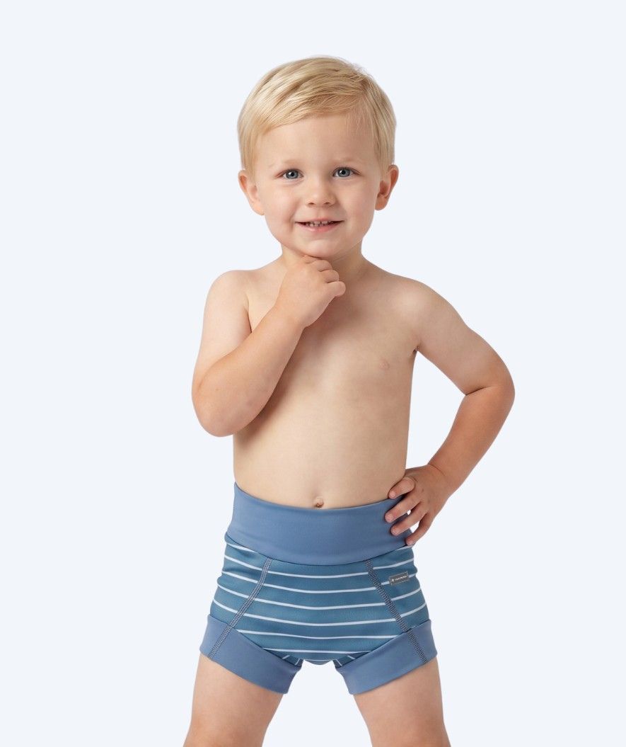 Watery bleiebadebukser til barn - Neoprene Swim Nappy - Nordic Blue Stripes