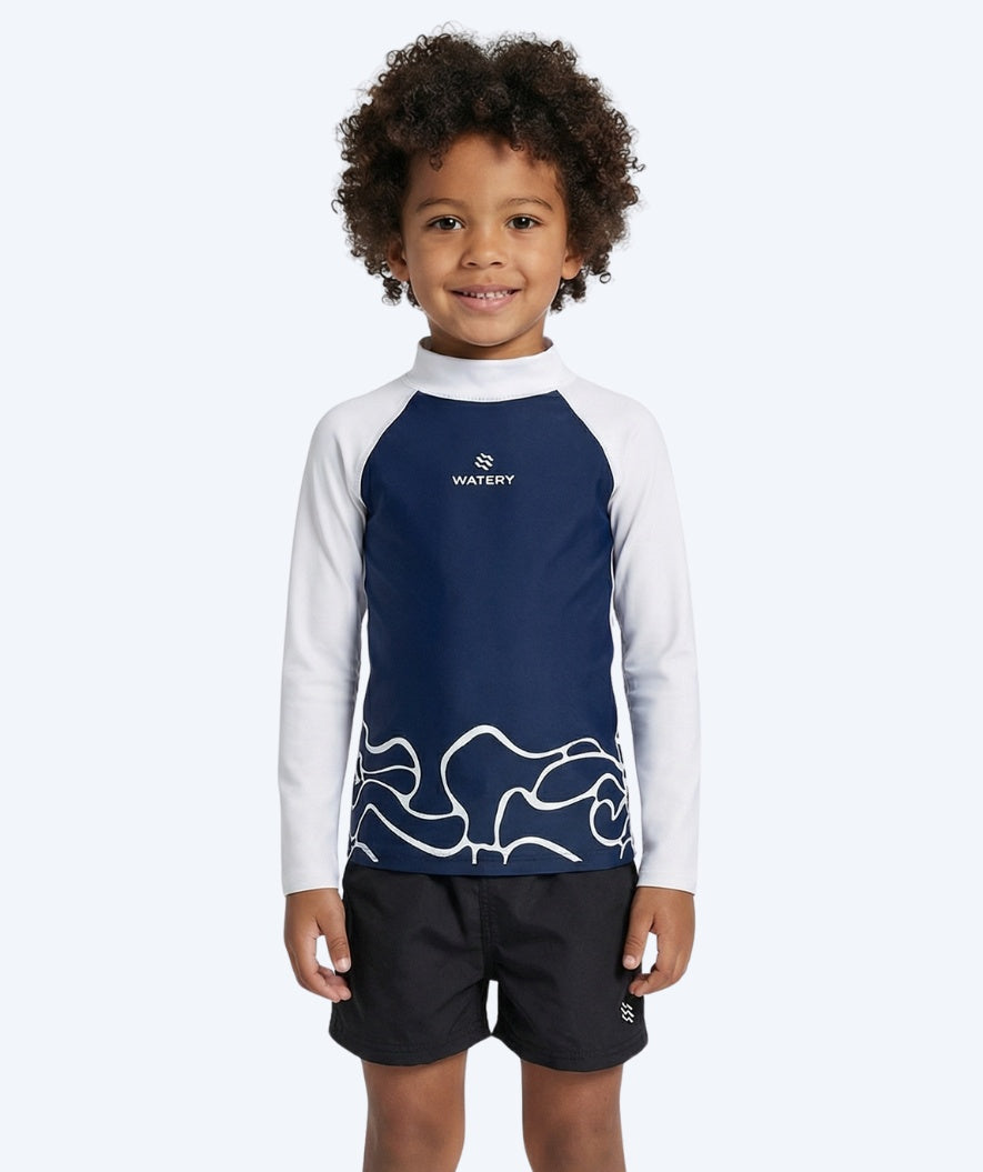 Watery UV-trøye til barn - Chilton Langermet Rashguard - Mørkeblå/hvit