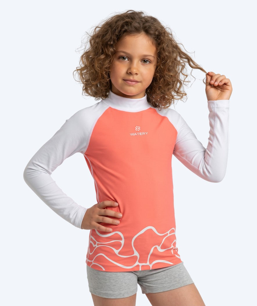 Watery UV-trøye til barn - Chilton Langermet Rashguard - Lyserød/hvit