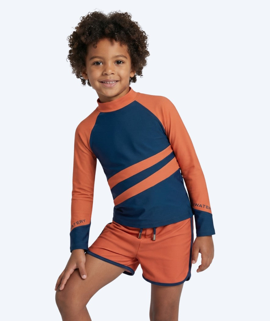 Watery UV-trøye til barn - Manami Langermet Rashguard - Oransje/blå