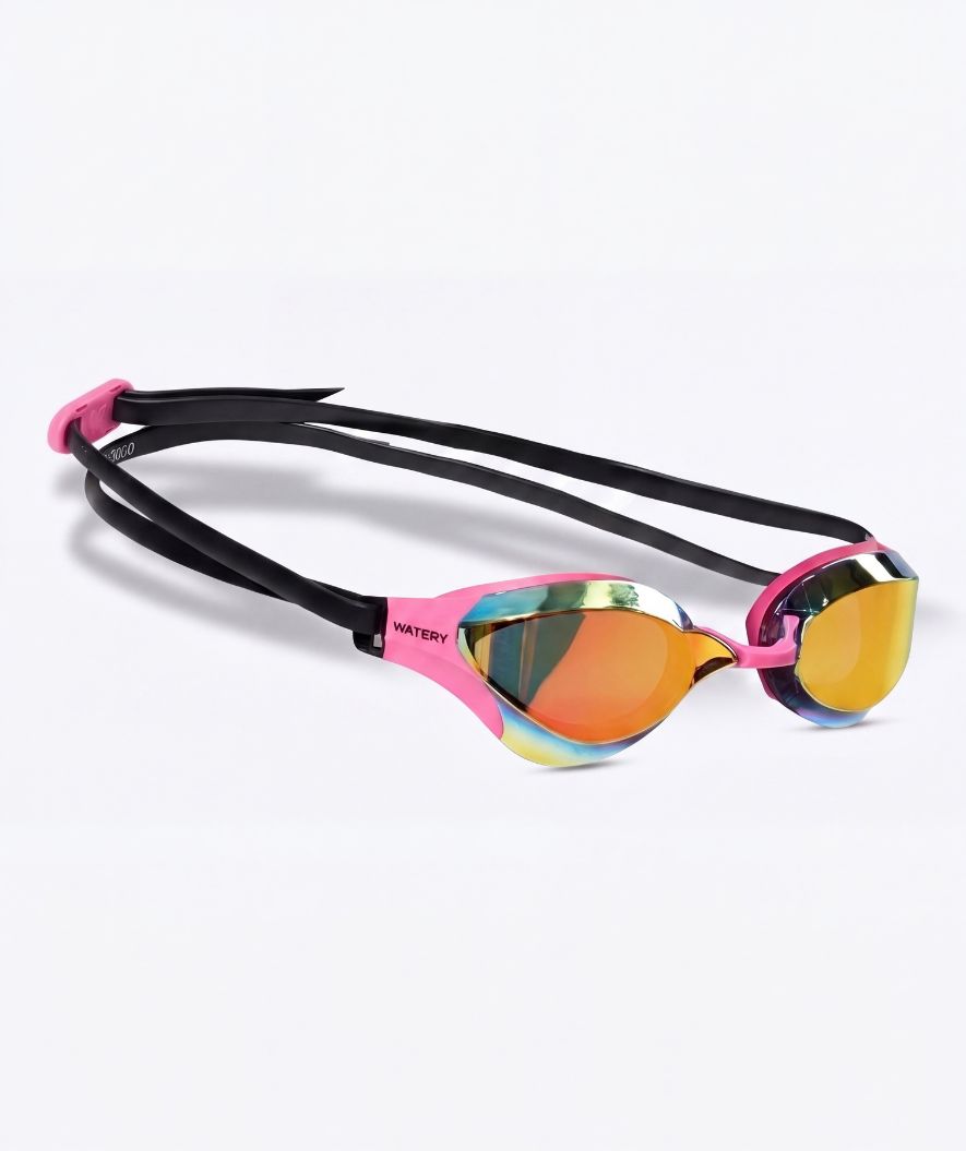 Watery Elite svømmebriller - Rattle Pro Mirror - Rosa/rød