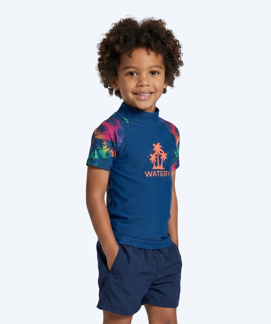 Watery UV-trøye til barn - Katsu Kortermet Rashguard - Multifarget/mørkeblå