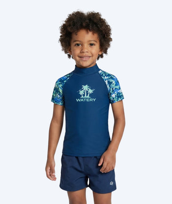 Watery UV-trøye til barn - Katsu Kortermet Rashguard - Lyseblå/mørkeblå