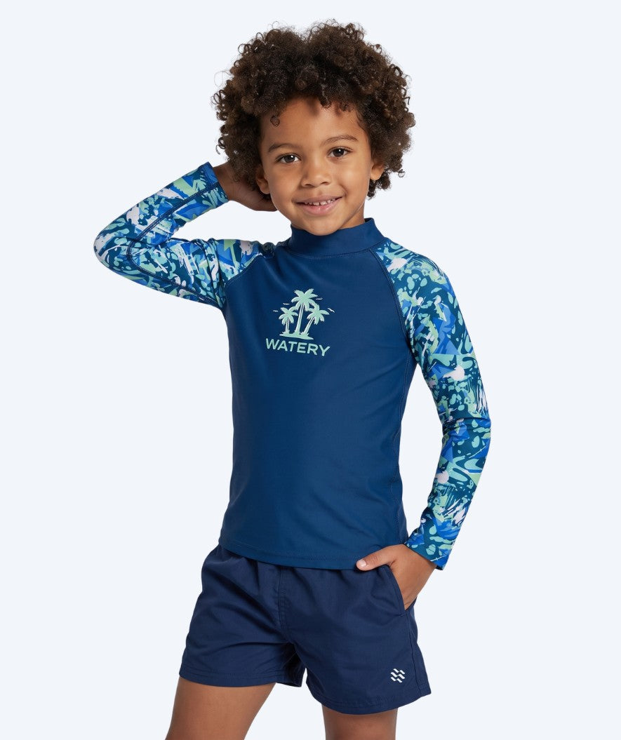 Watery UV-trøye til barn - Katsu Langermet Rashguard - Lyseblå/mørkeblå