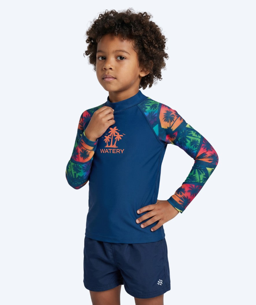 Watery UV-trøye til barn - Katsu Langermet Rashguard - Multifarget/mørkeblå
