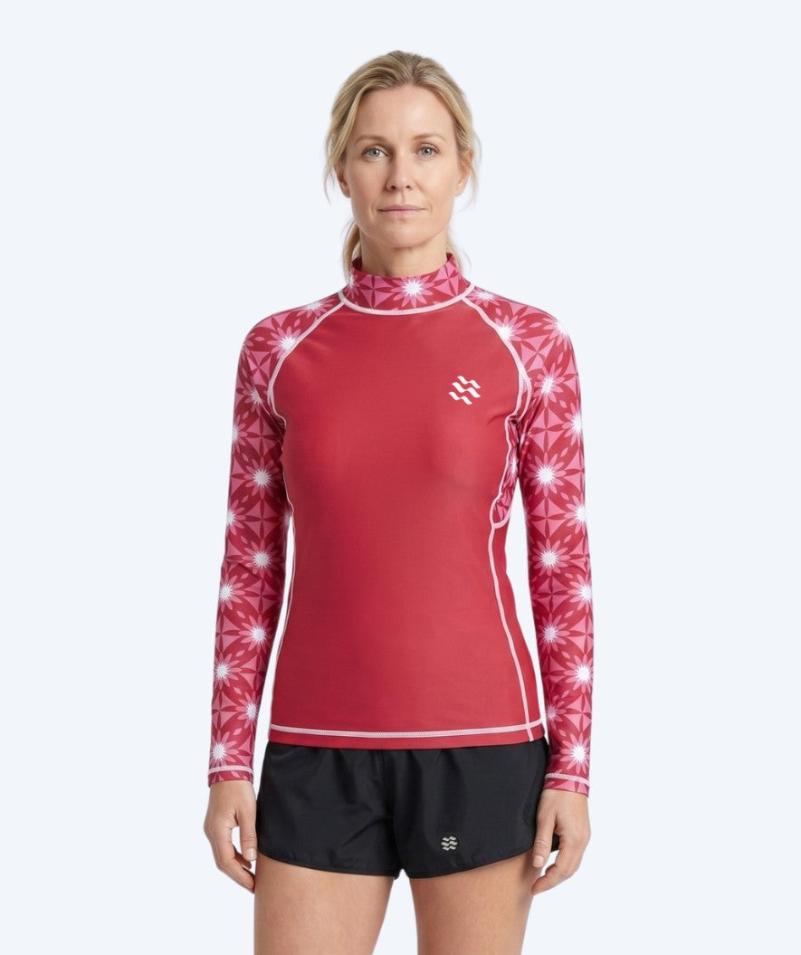 Watery UV-trøye til damer - Aiko Langermet Rashguard - Rosa/mørkerød