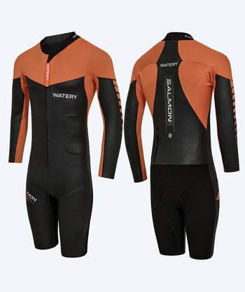 Watery våtdrakt til menn - Salmon Swimrun - Svart/oransje