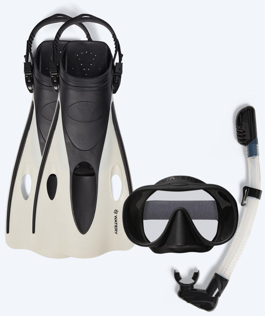 Watery snorkelsett til voksne (fra 15 år) - Launch/Alton - Svart/Hvit