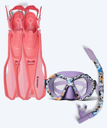 Watery snorkelsett til junior (8-15) - Sunset/Riku - Lilla/Rosa