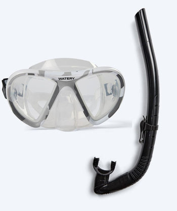 Watery Combo snorkelsett til voksne (fra 15 år) - Rudder Camo/Itzel - Klar/svart