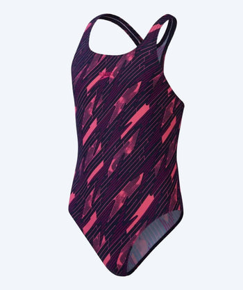 Speedo badedrakt til jenter - Hyperboom Allover Medalist - Mørkeblå/rosa