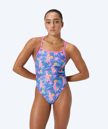 Speedo badedrakt til damer - Allover Digital V-Back - Blå/Lyserød