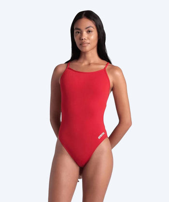 Arena badedrakt til damer - Solid Lace Back - Rød