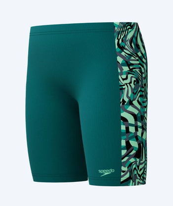 Speedo lange badebukser til gutter - Digital Panel - Grønn/svart