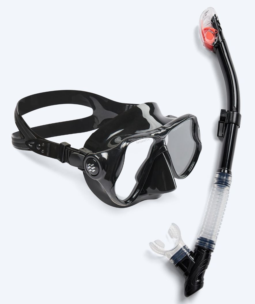Watery Combo snorkelsett til voksne - Hudson Full-dry - Svart