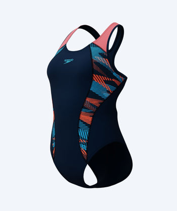 Speedo badedrakt til damer - Placement Laneback - Mørkeblå/Lyserød