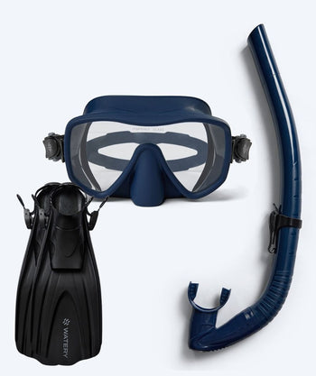Watery snorkelsett til voksne (fra 15 år) - Coast/Skipper - Mørkeblå/svart