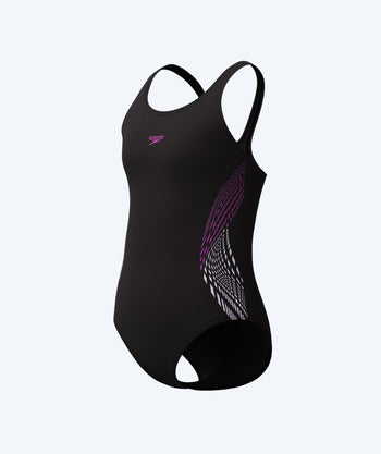 Speedo badedrakt til jenter - Placement Muscleback - Svart/rosa