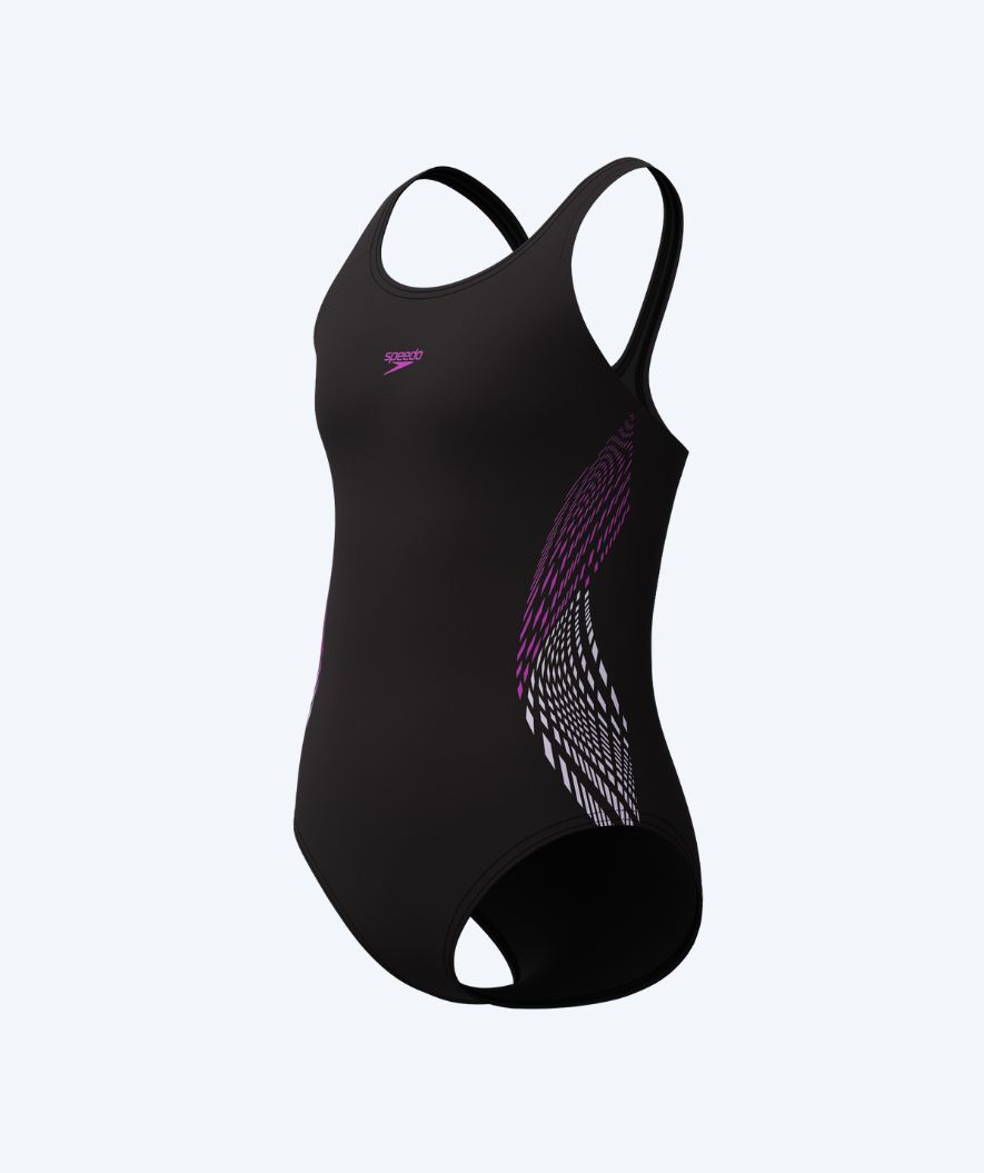 Speedo badedrakt til jenter - Placement Muscleback - Svart/rosa