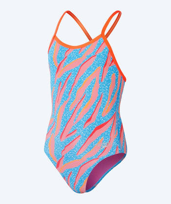 Speedo badedrakt til jenter - Allover Digital V-Back - Blå/oransje