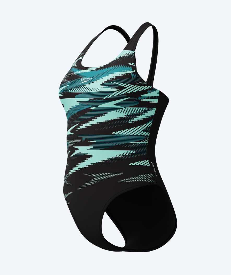 Speedo badedrakt til damer - Hyperboom Placement Muscleback - Svart/turkis