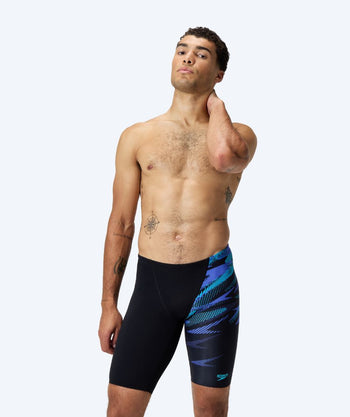 Speedo lange badebukser til menn - Hyperboom V-Cut - Svart/blå