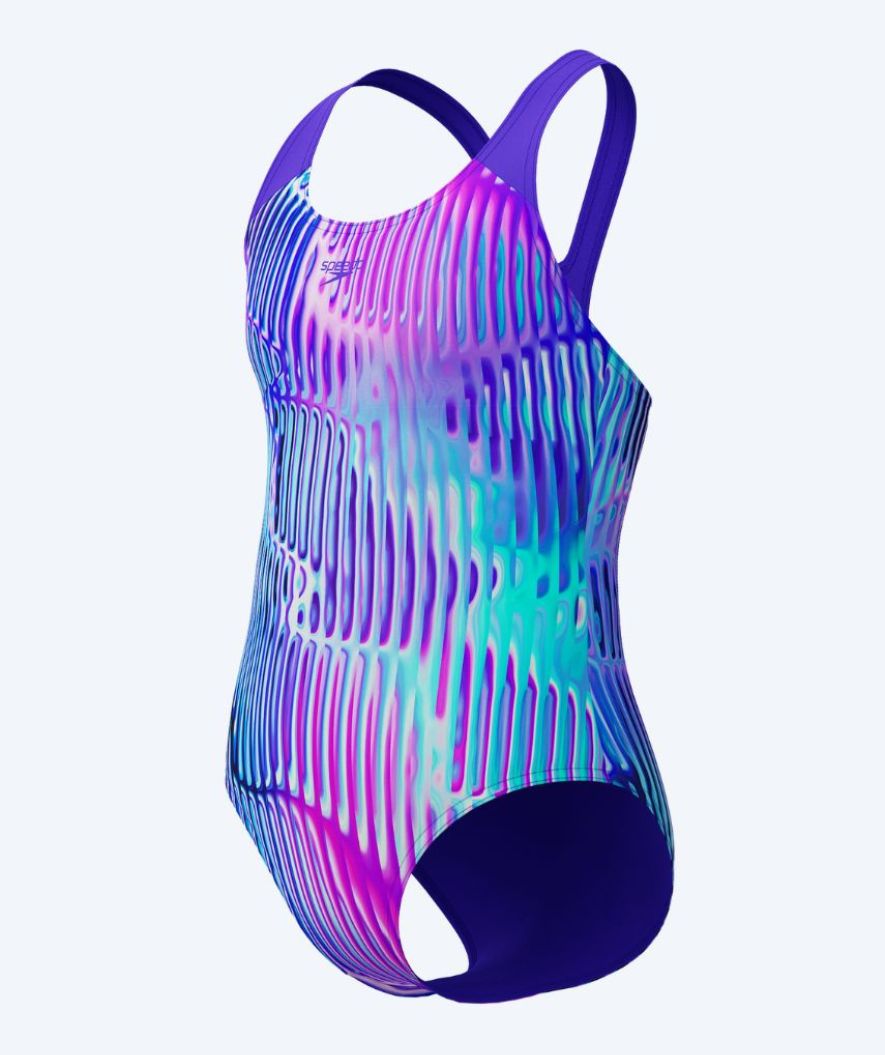 Speedo badedrakt til jenter - Allover Digital Splashback - Lilla/lyseblå