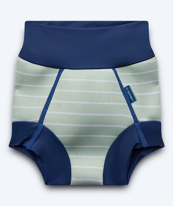 Watery bleiebadebukser til barn - Neoprene Swim Nappy - Nordic Green Stripes