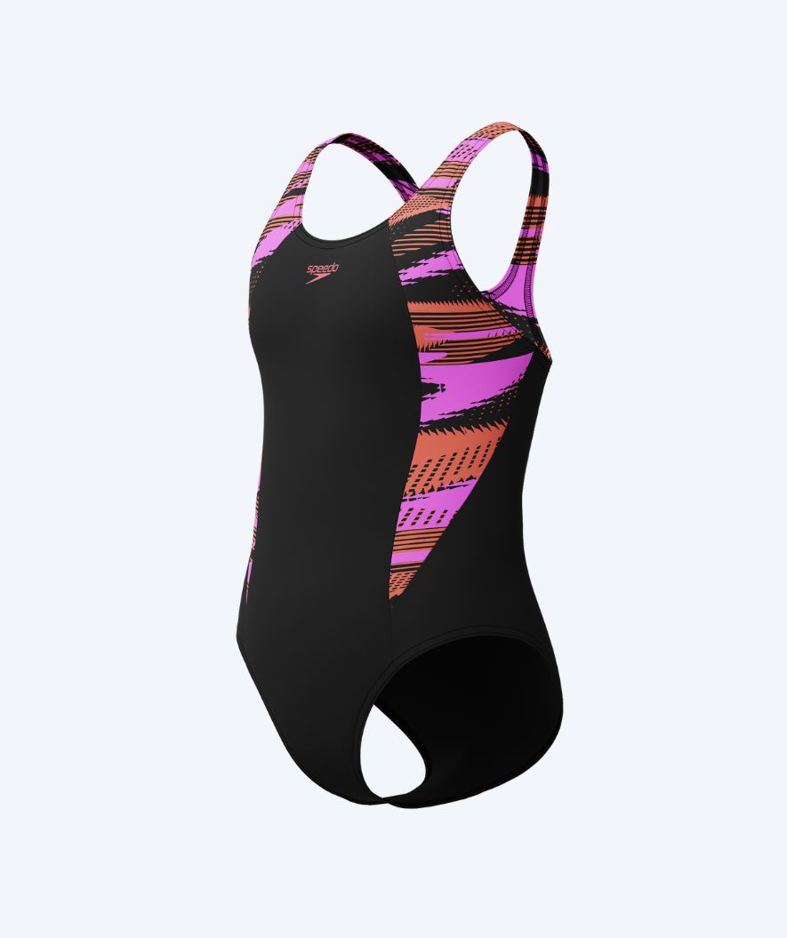 Speedo badedrakt til jenter - Hyperboom Splice Muscleback - Svart/rosa