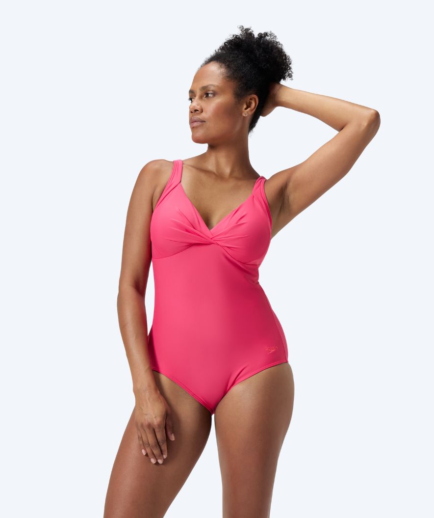 Speedo badedrakt med innlegg til damer - Shaping Cross Knot - Lyserød