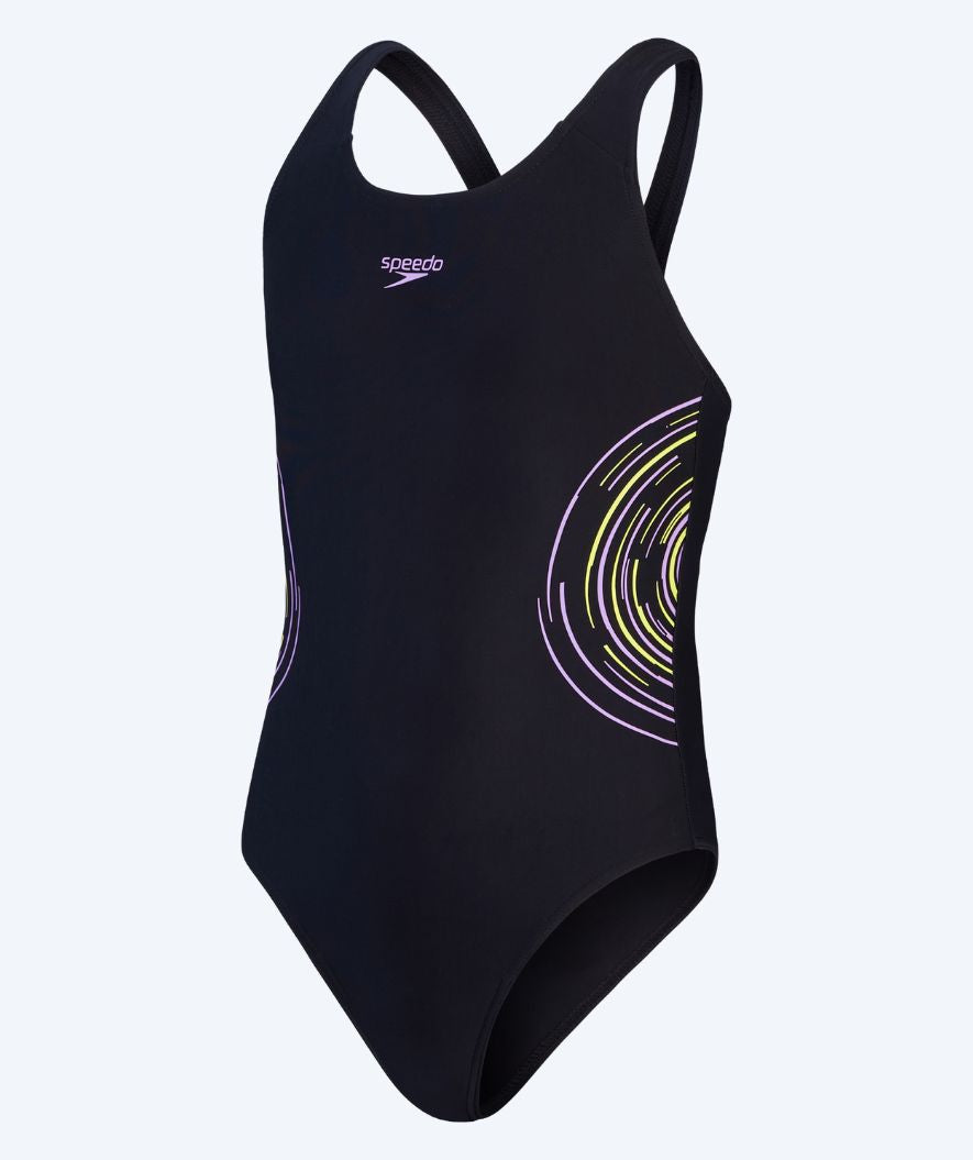 Speedo badedrakt til jenter - Plastisol Placement Muscleback - Svart/lilla