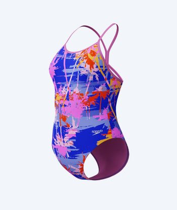 Speedo badedrakt til jenter - Allover Digital V-Back - Lilla/Lyserød