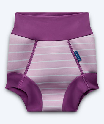 Watery bleiebadebukser til barn - Neoprene Swim Nappy - Purple Stripes