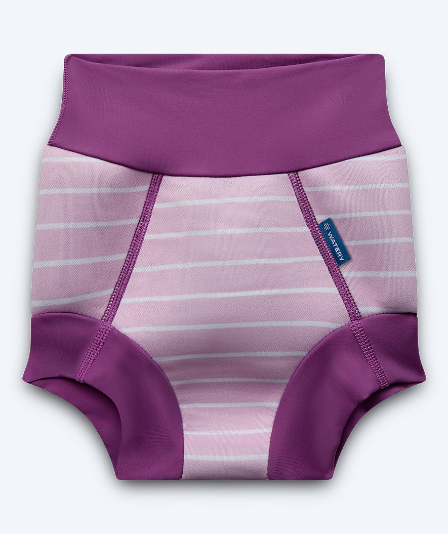 Watery bleiebadebukser til barn - Neoprene Swim Nappy - Purple Stripes
