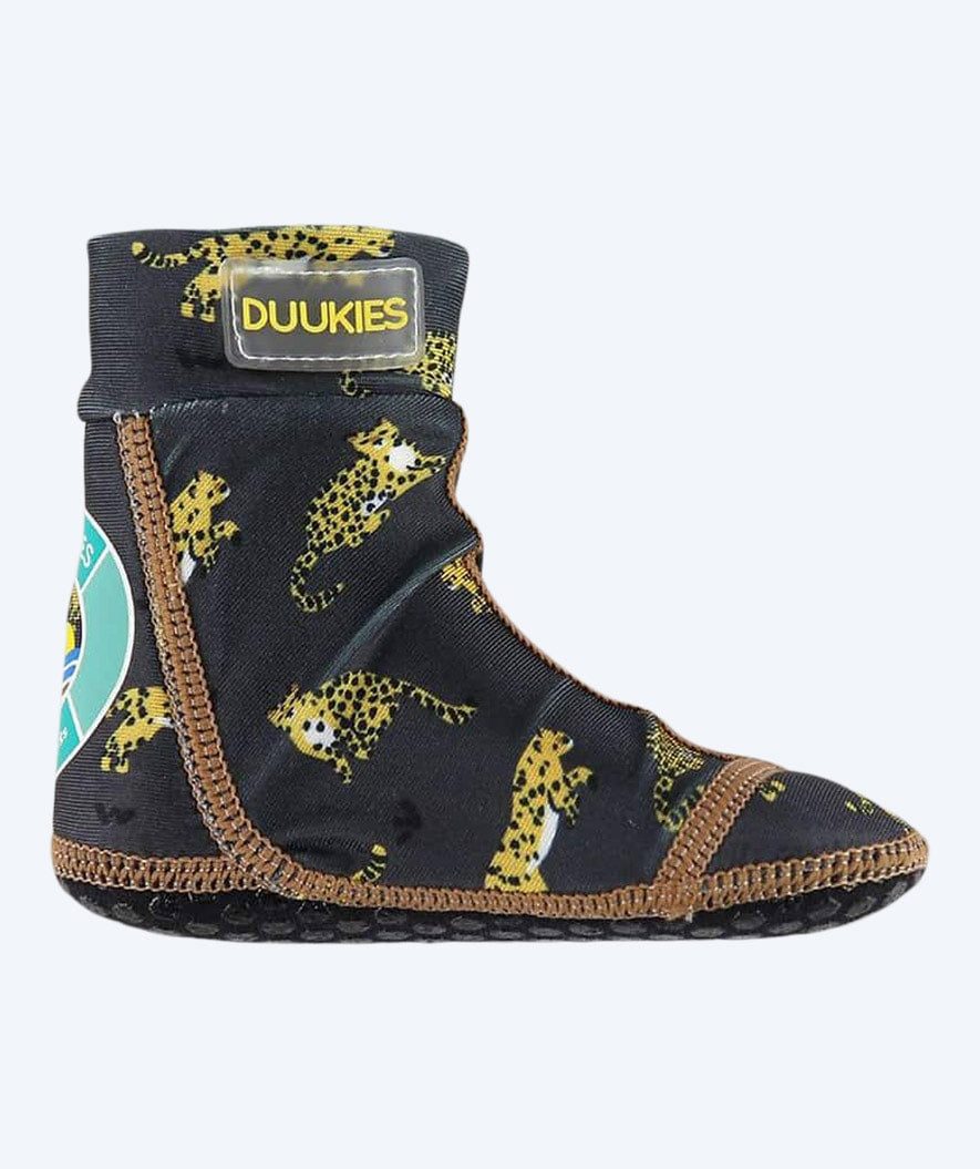 Duukies svømmesokker til barn - Leopard - Svart