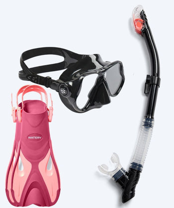 Watery snorkelsett til voksne - Fisher/Hudson - Rosa/svart