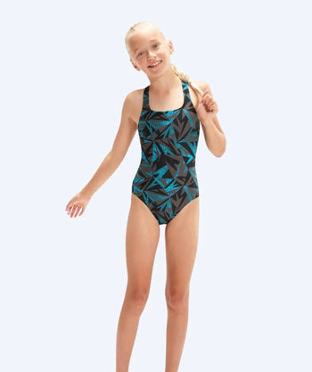Speedo badedrakt til jenter - Hyperboom Allover Medalist - Grå/Blå