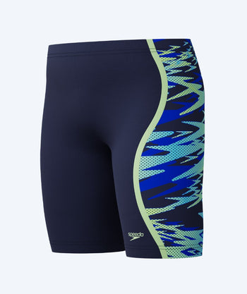 Speedo lange badebukser til gutter - Hyperboom Splice - Mørkeblå/grønn