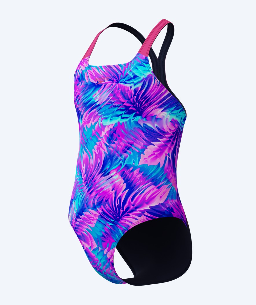 Speedo badedrakt til jenter - Print Powerback - Lilla/rosa