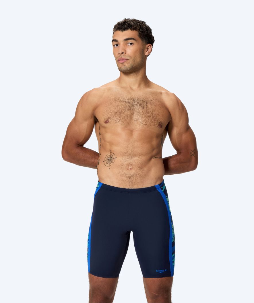 Speedo lange badebukser til menn - Hyperboom Splice - Mørkeblå/Lyseblå