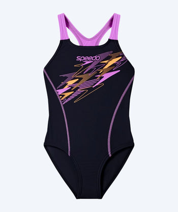 Speedo badedrakt til jenter - Medley Logo Medalist - Svart/Lilla