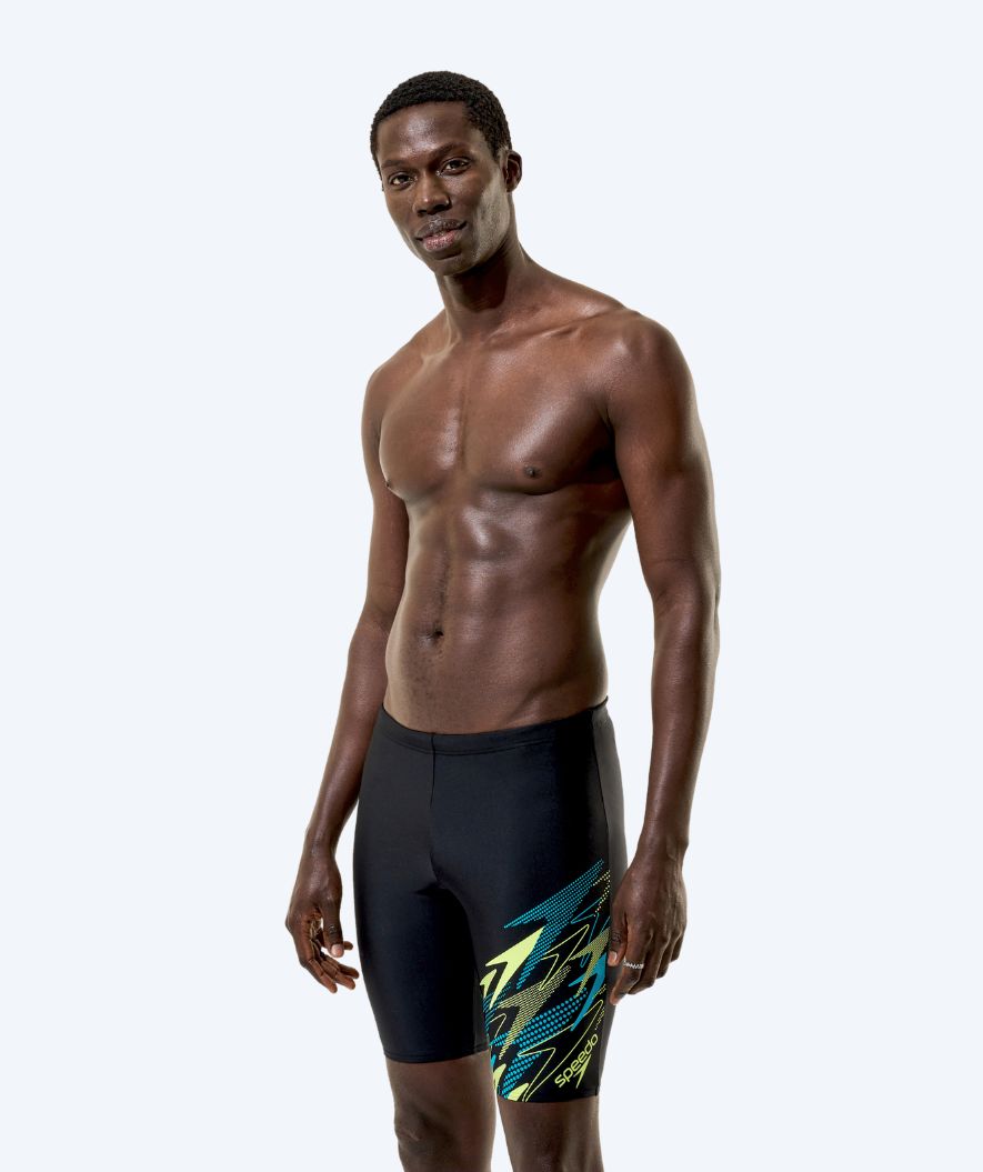 Speedo lange badebukser til menn - Medley Logo - Svart/Grønn