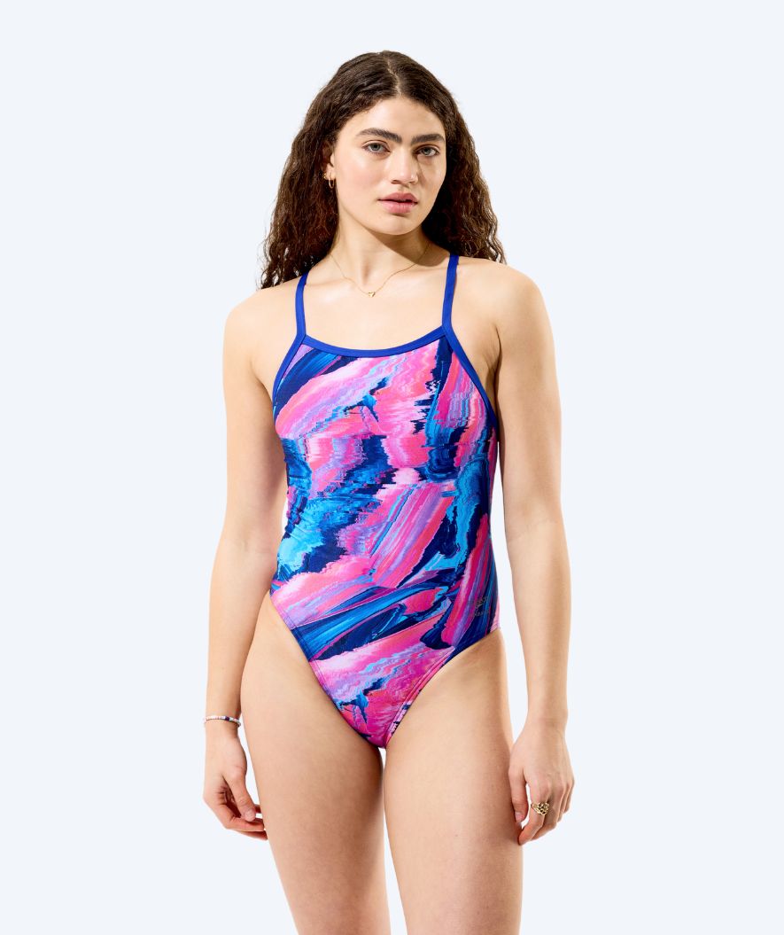 Speedo badedrakt til damer - Printed Turnback - Blå/Rosa