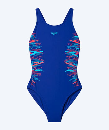 Speedo badedrakt til jenter - Placement Muscleback - Mørkeblå/Lyseblå