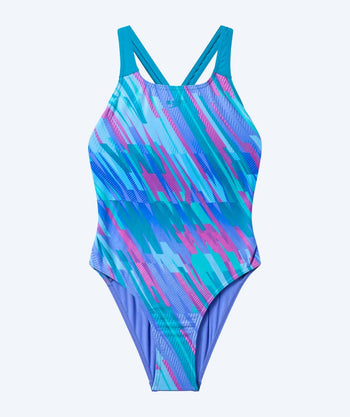 Speedo badedrakt til jenter - Print Powerback - Lilla/Blå