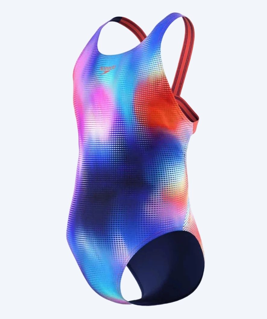 Speedo badedrakt til jenter - Print Leaderback - Multifarget/Lilla