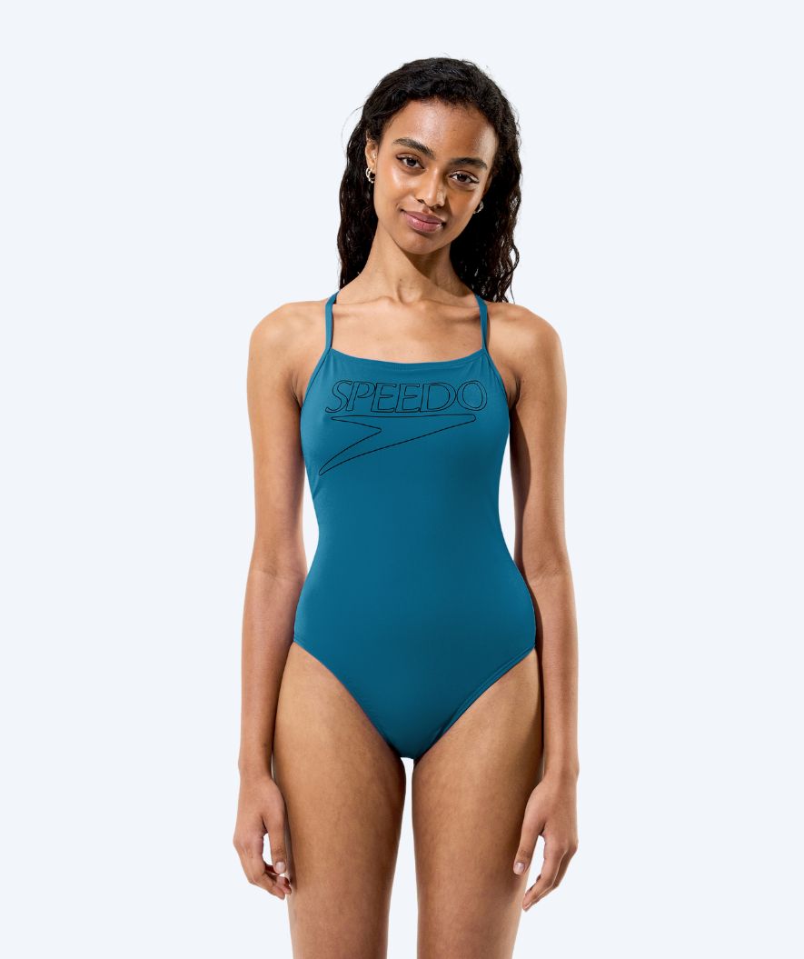 Speedo badedrakt til damer - Endurance Logo Thin Strap - Mørkegrønn