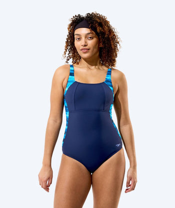 Speedo badedrakt til damer - Print Luna Lustre - Mørkeblå/Lyseblå