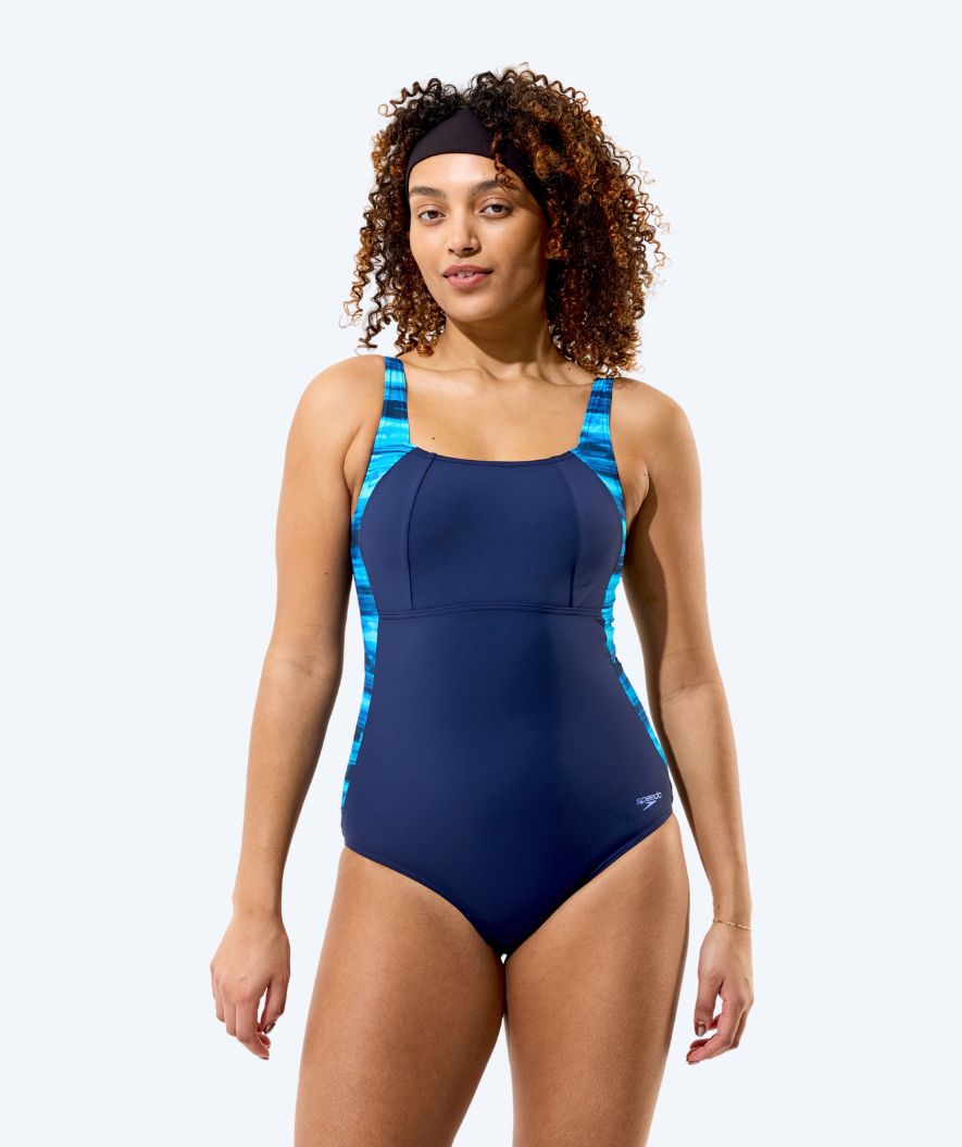 Speedo badedrakt til damer - Print Luna Lustre - Mørkeblå/Lyseblå
